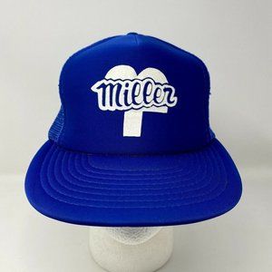 VTG Miller Trucker Snapback Hat Blue Foam Mesh SportCap Printmaster Foamtex‎